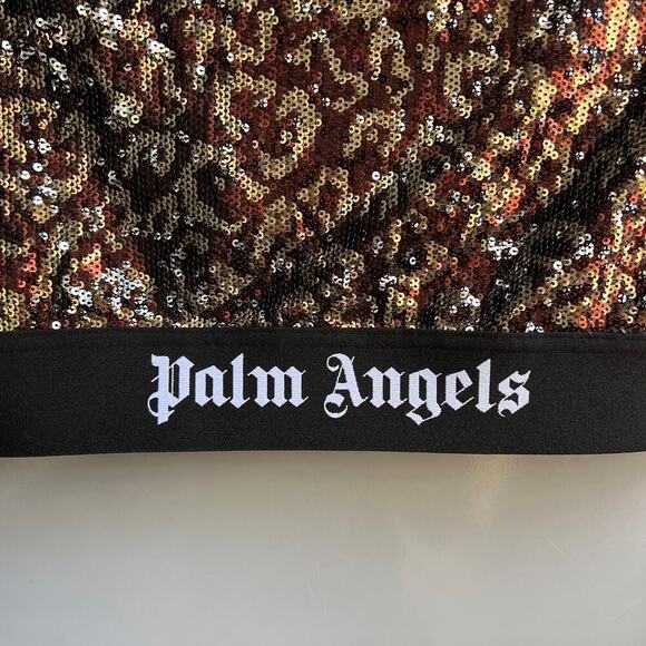 NWT Palm Angels Leopard Sequined Mockneck Crop Top Size XS - Picture 4 of 7